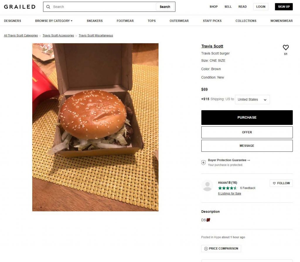 Grailed Travis Scott Burger Mcdonalds