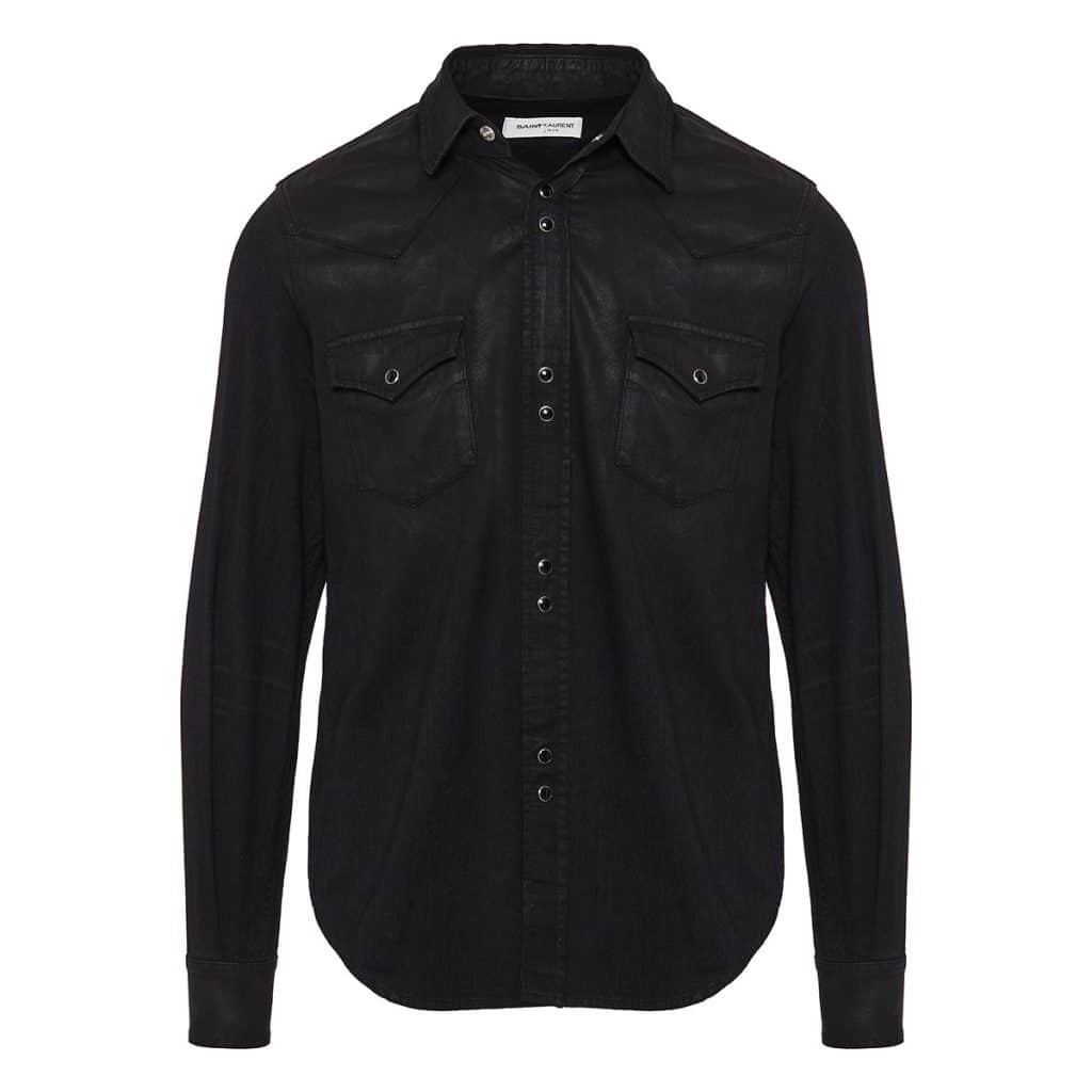 Saint Laurent Wax Coated Western Snap Shirt