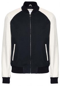 8 by Yoox Leather Sleeve Bomber Jacket