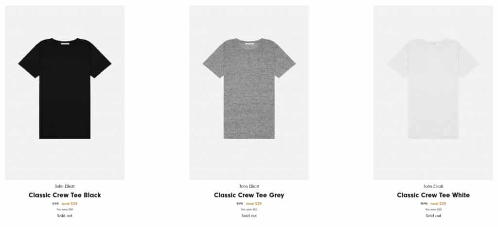 John Elliott Classic Crew Tee Tshirt