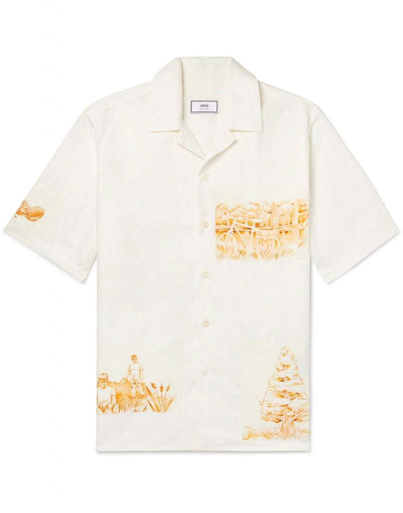 AMI Alexandre Matiussi Paris Watercolor Print Button Down Shirt